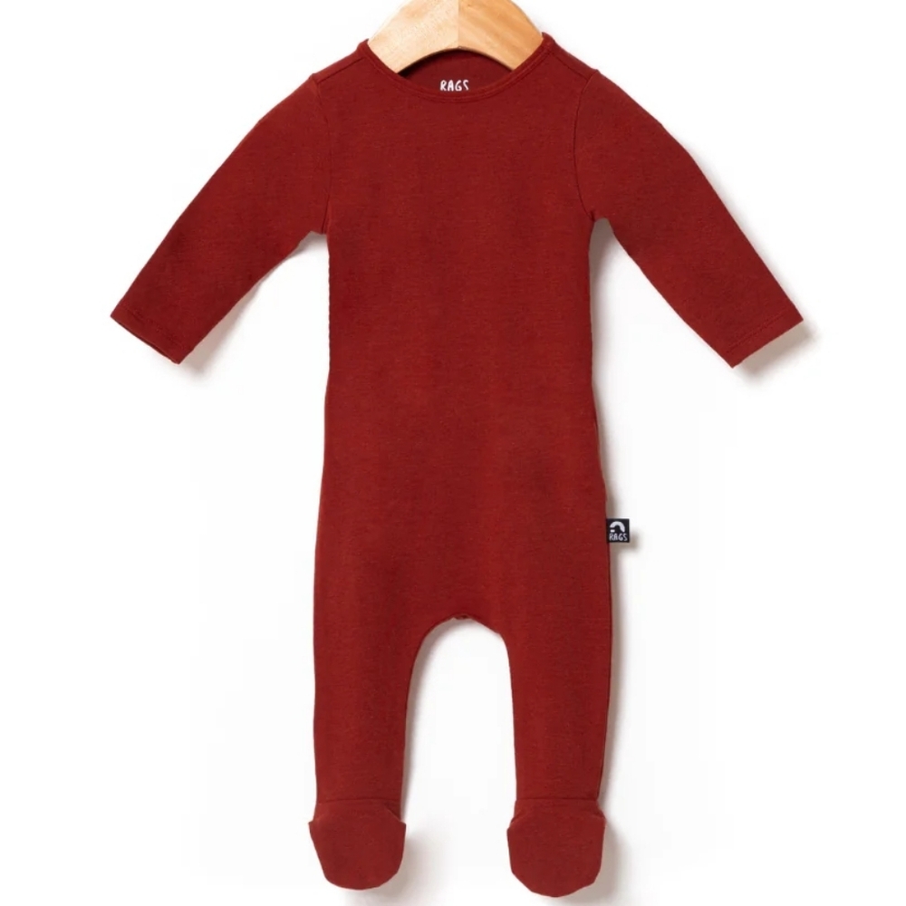 RAGS 0-3M Brick Red Peekabooty Footed Romper